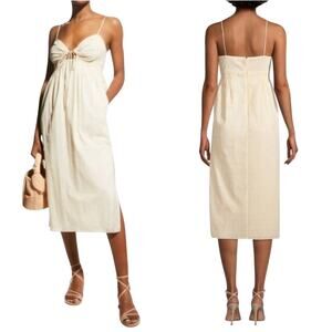 Rebecca Taylor dress sleeveless embroidered midi cream size 0